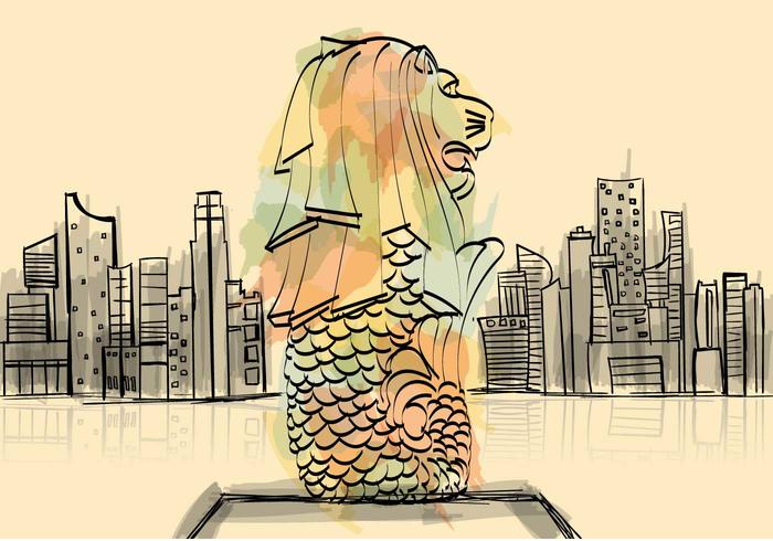 Libre Merlion Ilustración vector