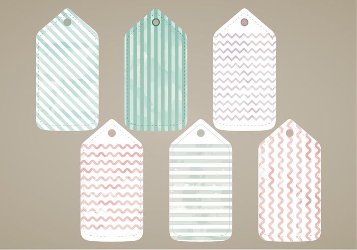 Vector Painted Watercolor Tags Set Vector Painted Watercolor Tags Set
