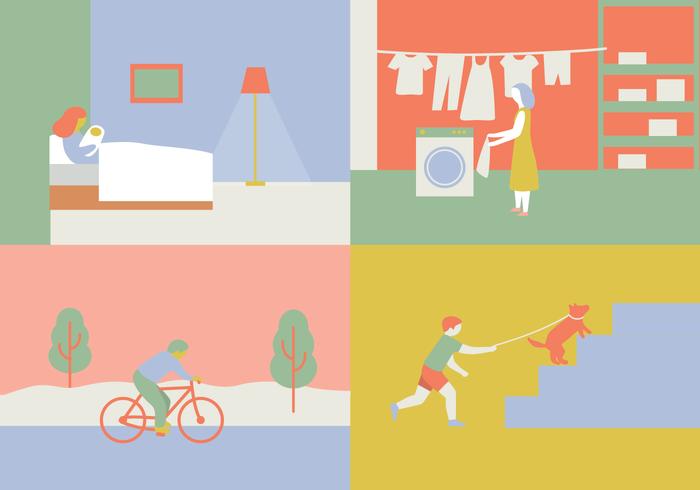 Four Scenes Illustration vector