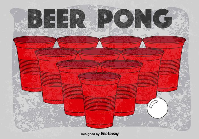 Vector Retro Poster Of Beer Pong Game