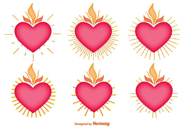 Vector Set Of Sacred Heart Icons