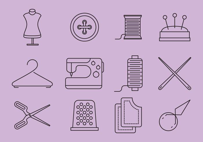 Iconos De Moda Y Costura vector