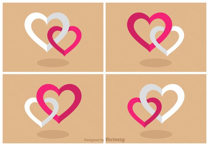 Flat Combined Hearts Vector