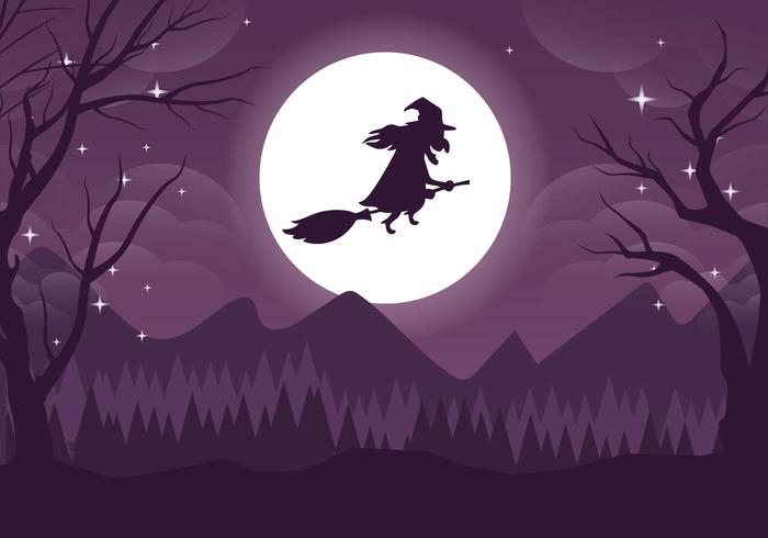 Spooky Witch Halloweeen Vector Illustration