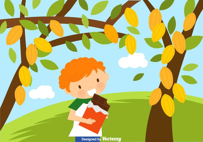 Free Kid Eating Chocolate Vector Illustration