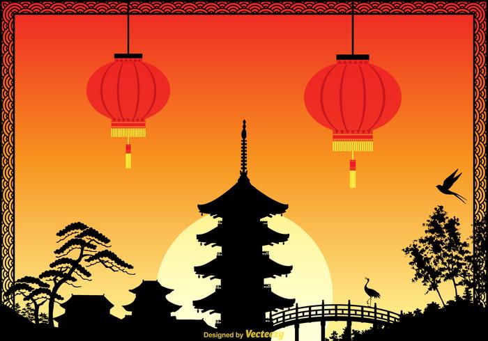 Free China Town Vector Illustration