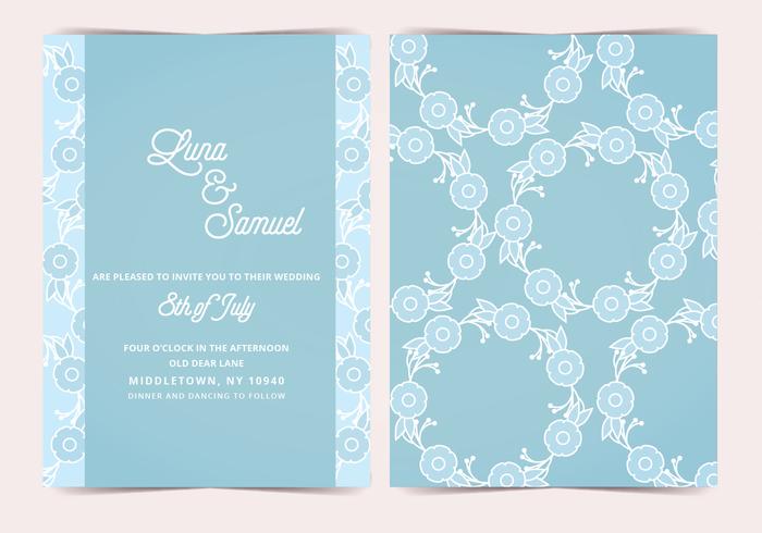 Blue Flower Vector Wedding Invite