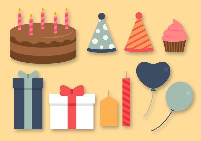 Elementos de cumpleaños gratis Vector