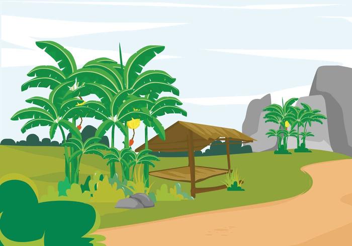 Free Banana Tree Landscape Ilration Vector Art Free Banana Tree Landscape Ilration
