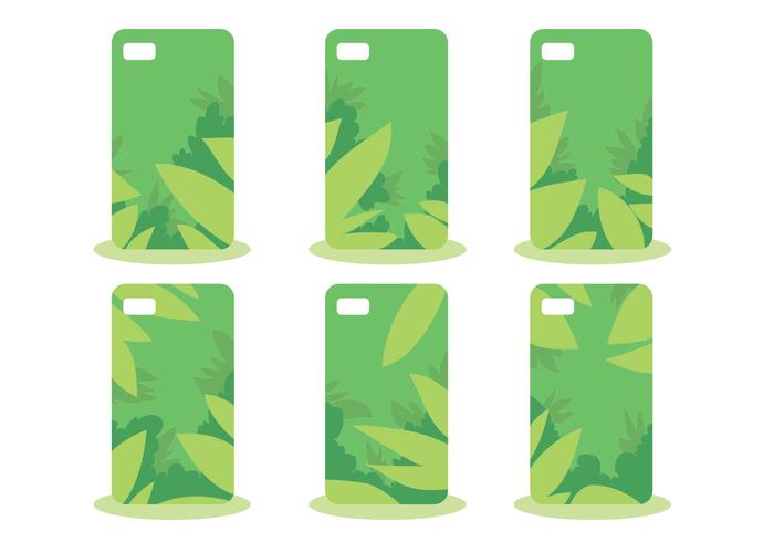 Green Jungle Phone Case Pattern Vector Set