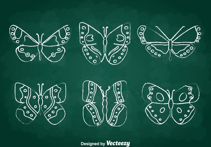Chalkdraw conjunto de mariposas vector
