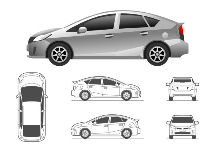 Ilustración Toyota Prius vector