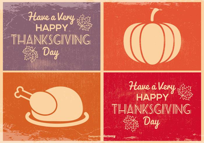 Cute Mini Thanksgiving Cards vector