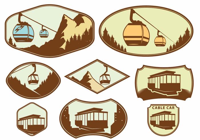 Cable Car Badge Set vector