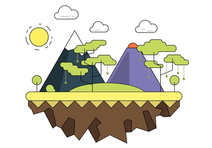 Forested Paisaje Montaña Vector