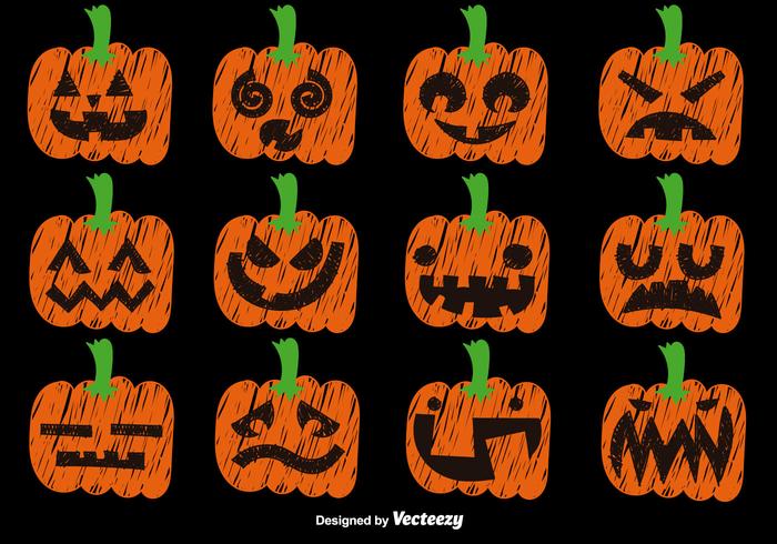 Vector Set Of Hand Drawn Pumpkins