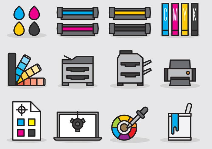 Iconos de impresión lindos vector