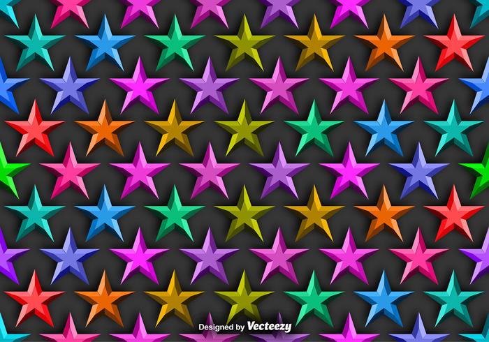 Vector de fondo con colorido 3D estrellas patrón transparente