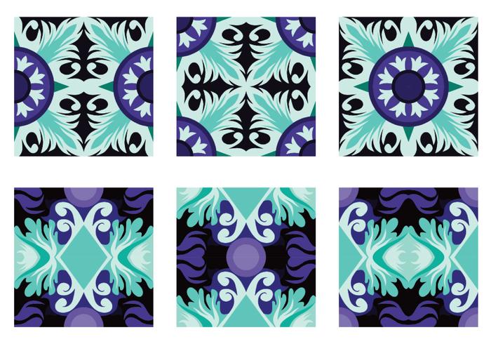 Teal and Purple Portuguesse Tile Vector