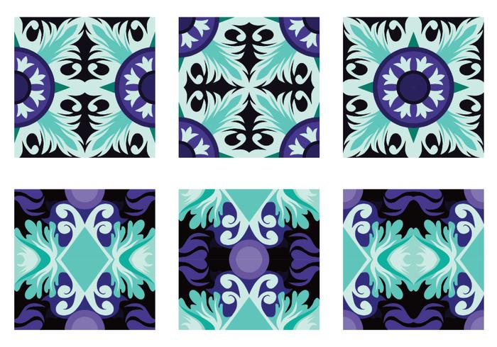 Teal y púrpura Portuguesse azulejos Vector