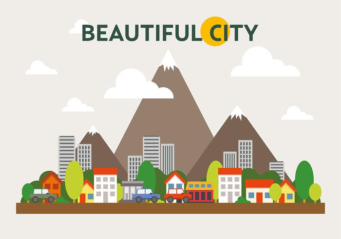 Paisaje urbano de montaña ilustración vectorial vector