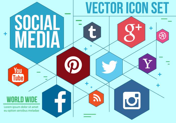 Hexagonal Social Icons Vector