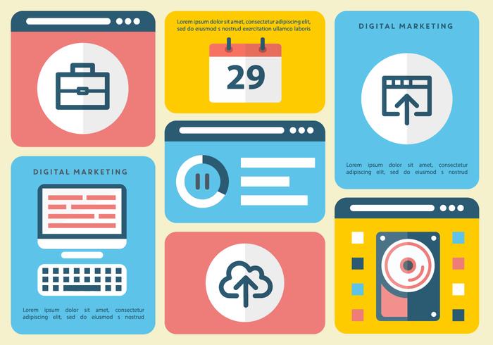 Free Flat Digital Marketing Vector Infography Free Flat Digital Marketing Vector Infography