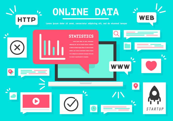 Ilustración vectorial de datos en línea gratis vector