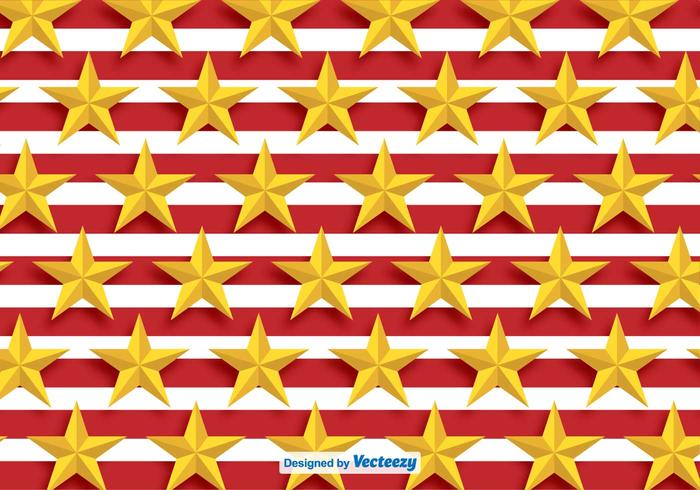 Vector Golden Stars Pattern With Red Stripes