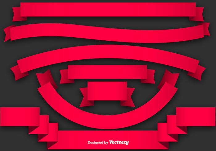 Vector Set Simple Red Ribbons Vector Set Simple Red Ribbons
