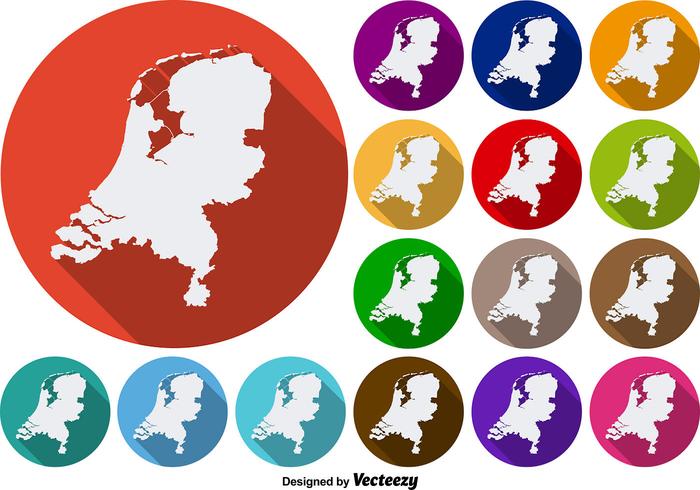 Netherlands State Silhouettes Vector Colorful Icon Buttons