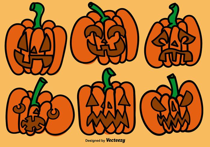 Conjunto de vector de calabazas de dibujos animados