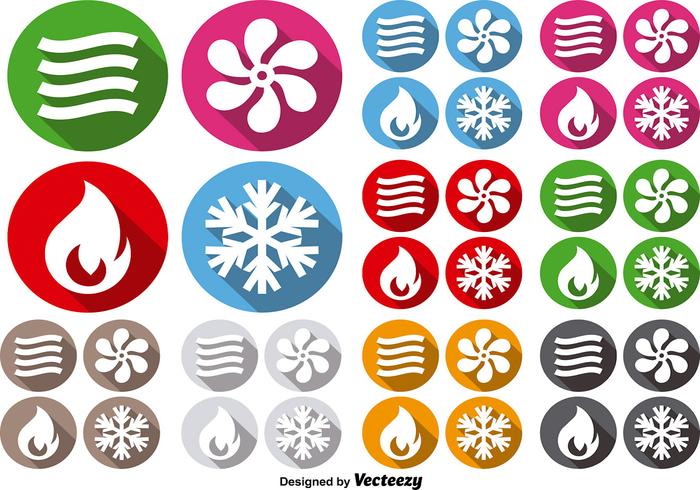 HVAC Icons Climate Control Technology Vector Signs