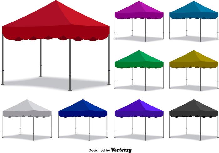 Vector Colorful Folding Tent Set Vector Colorful Folding Tent Set