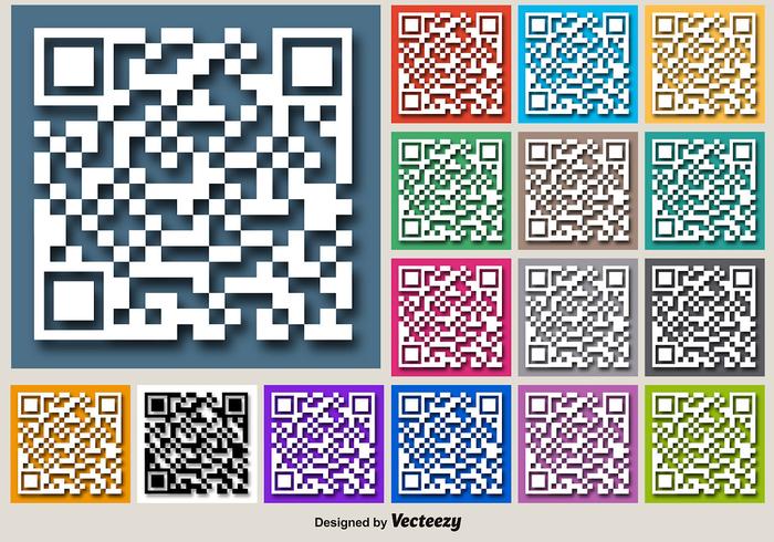 Color For RFID Vector Buttons Of White QR Code Icon