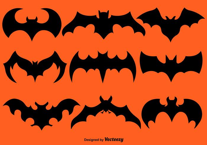 Vector Set Of Black Bat Silhouettes