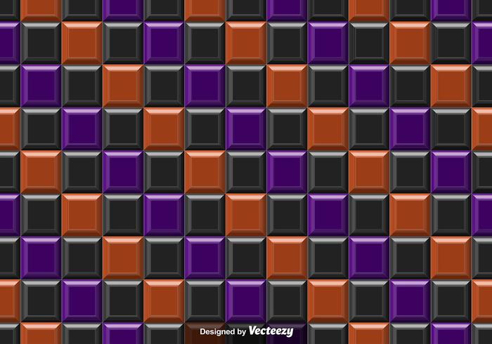 Vector Purple Orange And Black Tiles Abstract Background - Seamless Pattern