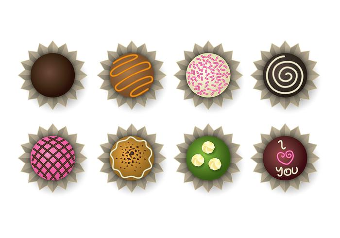 Iconos de trufa de chocolate vector