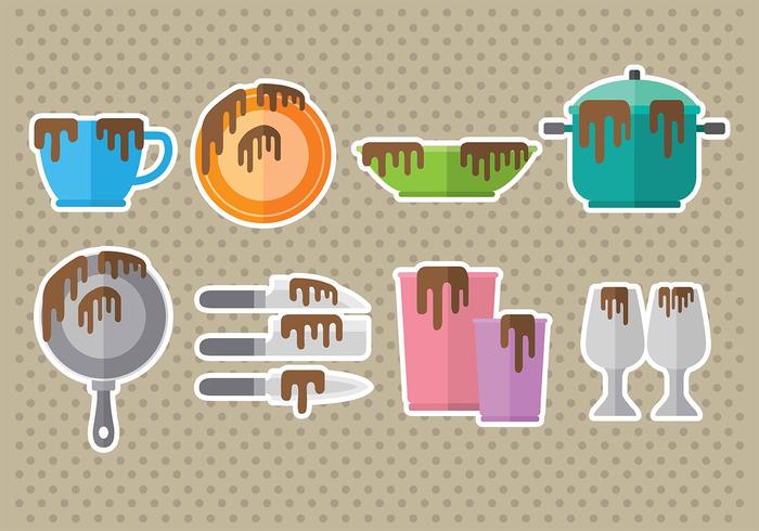 Iconos de platos sucios vector