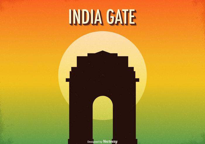 Free Retro India Gate Vector Illustration