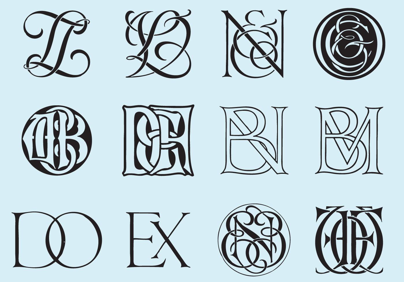 Download Classic Monograms 123777 Vector Art at Vecteezy