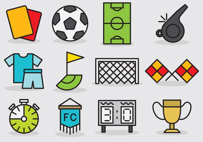 Iconos lindos del fútbol vector