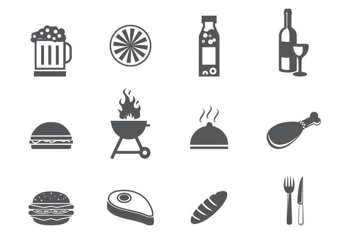 Conjunto de iconos para barbacoa y cola trasera vector