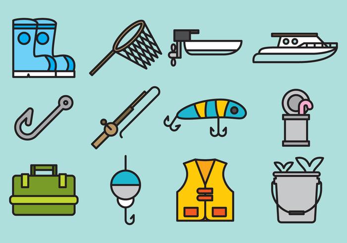 Cute Fishing Icons vector