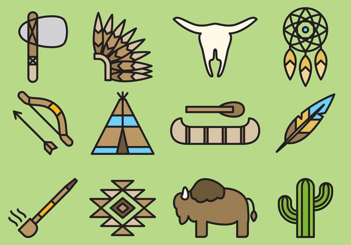 Cute Native American Icons vector