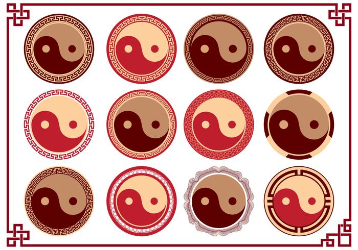 Yin Yang Tai Chi Logo symbol collection vector