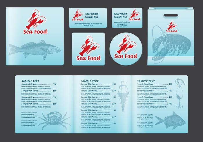 Seafood Square Menu vector