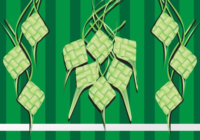 Illustration of Ketupat Rice Dumpling on Green Background vector