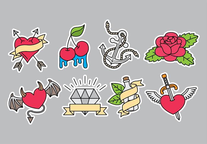 Iconos del tatuaje de la escuela vieja vector