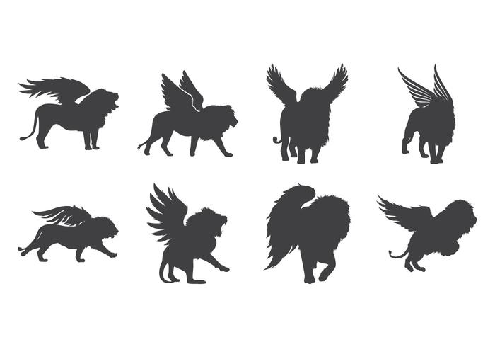 Download Free Winged Lion Silhouette Vector - Download Free Vectors ...